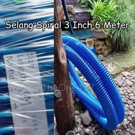 3 Inch PVC Spiral Hose Flexiblebiru - 6 Meters Long, Strong and Durable, Spiral Hose Suction Hose Fi