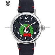 TIMEX TW2U86300 Men's Analog Watch Standard Peanuts Snoopy Christmas 40mm Leather Strap Navy Blue *O