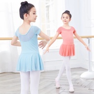 Ballet Dress for Kids Girls Summer Mesh Splice Short Sleeve Dance Leotard