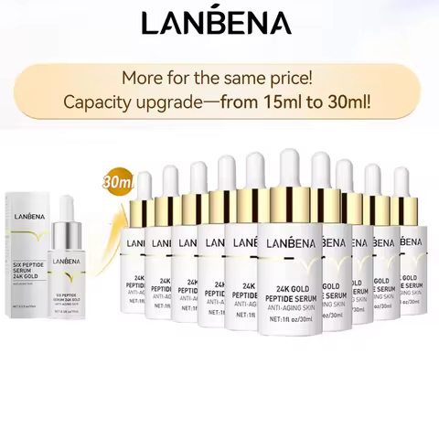 LANBENA Anti-Aging Serum 24K Gold Six Peptides Facial Essence Firming Skin Wrinkle RepairWhitening M