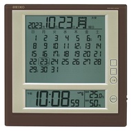 Seiko clock wall/table/digital alarm clock with monthly calendar function, display of the Japanese traditional calendar, atomic, brown metallic 170×170×25mm SQ422B