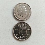 uang Kuno 10 cent atau 10 sen Juliana Koningin nederlanden