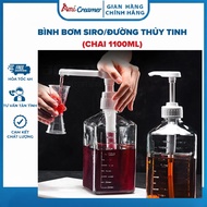 1100ml Glass Syrup/Sugar Pump – Convenient 10cc Pump Nozzle, Clean and Beautiful Design, Used for Sh