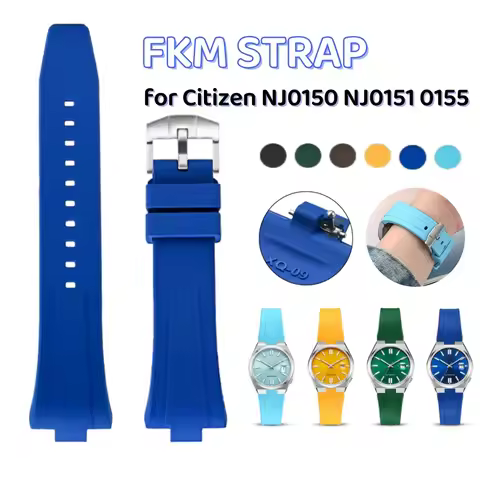 26X9mm Fluoro Rubber Strap for Citizen NJ0150 NJ0151 0155 Stainless Steel Buckle Quick Release FKM S