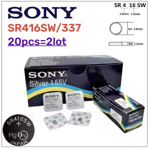 20Pcs Original SONY 337 SR416SW battery watch battery 623 D337 V337 SP337 1.55V Independent packagin