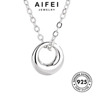 AIFEI JEWELRY Accessories Original Necklace Silver Perak Women Chain Simple Circle Gold Perempuan For Rantai 925 純銀項鏈 Korean Sterling Pendant Leher N119