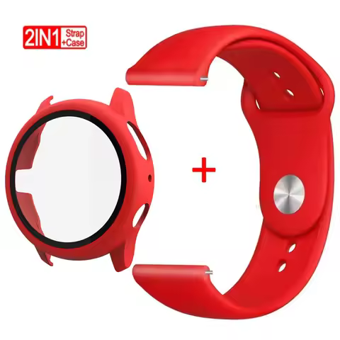 PC Case + Strap for Samsung Galaxy Active 2 40mm 44mm Protective Glass Film Cover for Active 2 silic