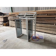 SKS 2in1 White Undercoated Window Grille Black 1170mm(W) x 1525mm(H) Push Casement Aluminium Tingkap