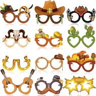 Jenaai 48 Pcs Western Party Decoration Favors Wild West Paper Glasses Cowboy Photo Booth Props Weste