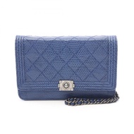 CHANEL Boy chanel 單肩包 異國皮革 藍色 二手 女士