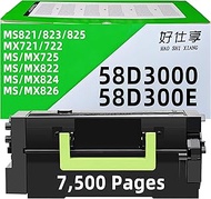 58D3000 58D300E Toner Cartridge Black Replacement for Lexmark 58D3H00 Toner Cartridge for MS725 MS82