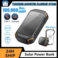 PowerBank Solar 100000mAh Wireless Charging PD22.5W Power Bank External Battery Portable Outdoor Wat