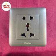 A63-C06-BW Universal 1 Gang Switch Socket Brown ArchitechINFINITY