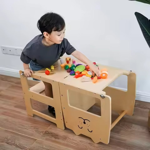 Montessori Learning Tower Step Stool Toddler Kitchen Helper for Kid Foldable Learning Tower Step Sto