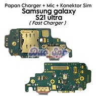 Charger Connector Board (Support Fast Charger), Mic + Connector Sim Samsung Galaxy S21 Ultra SM-G998