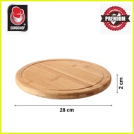 ◜ ✤ ▤ Eurochef Non Slip Bamboo Cutting Board Wooden Food Serving Tray Chopping Board Round Circle