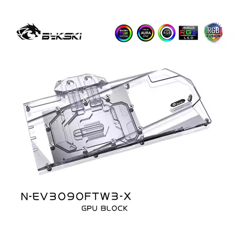 Bykski Full Cover GPU Water Cooling RGB Block with Backplate for EVGA RTX3080 3090 FTW3 N-EV3090FTW3