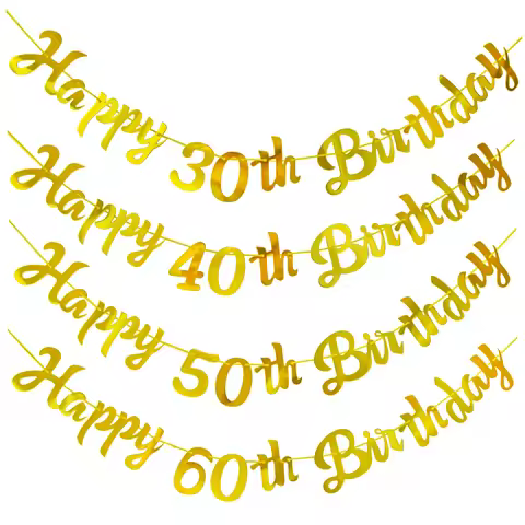 Paper 30th 40th 50th 60th Happy Birthday Party Banner Man Woman 30 40 50 60 Years Old Birthday Garla