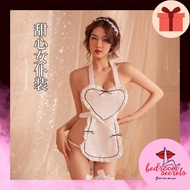 【40-65kg】Women Sexy Lingerie Apron Cute Maid Cosplay Party Nightwear 网红美女厨房情趣内衣日系性感爱心女仆装角色扮演女佣制服