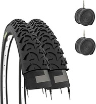 Ecovelò Unisex Children's 2 Tyres 20 x 1.95 (50-406) + Chambers, Black