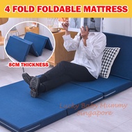 4-Fold 8cm Thickness Foldable Mattress Topper Single Mattress Sponge Folding Bed Sofa Sleeping Mat/Local Stock