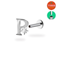 PiJi P Monogram Titanium Flatback Earring (1ชิ้น)