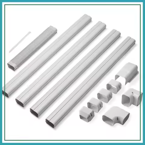 3" W x 14' L Decorative PVC Line Cover Kit for Mini Split and Central Air Conditioners, AC Heat Pump