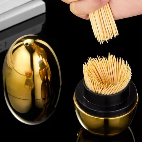 Eggs Shaped Toothpick Holder 304 Stainless Steel Toothpicks Storage Container Restaurant Toothpick D