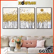 Canvas wall painting with 3 wooden frames, decorative painting for living room, bedroom, dining room
