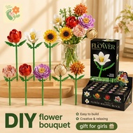 Diy Building Block Flower Bouquet Abs Plastic Eternal Bloom Toy Home Desk Decor Birthday Gift