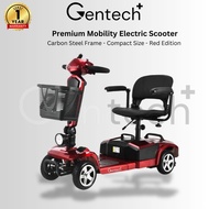 GENTECH Electric Mobility Scooter Carbon Steel Red Scooter Compact Size Elderly Use
