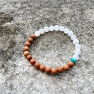 印度 天然老山檀珠 綠松石元寶 設計手串手持衣襟s