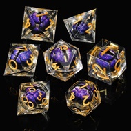 DND Dice Set 7 Piece Handmade Polyhedral Dice Dungeons & Dragons Resin Spiked Dice with Gift Box DND
