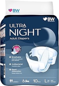 BW Generation Adult Diaper Ultra Wrappers Night, L, 10 Count