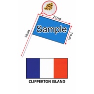 Clipperton Island Hand Flag With Stick (14x21cm)/ Bendera Tangan Dunia Clipperton Island (14x21cm)
