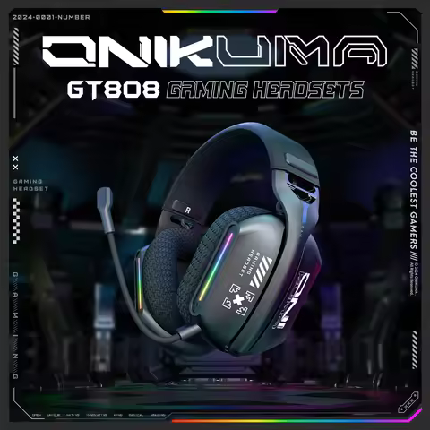 ONIKUMA GT808 Tri-mode Gaming Headset RGB Lighting 2.4G Wireless Gaming PC Wired Desktop with Headse