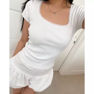 MAISON Top Lace Combinasi Basic Tee 02 Atasan wanita maison top kaos combinasi basic