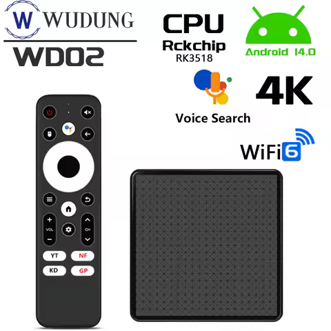 WUDUNG WD02 Android Smart TV Box 2G 16G RK3518 4K Ultra HD Smart Set Top Box Wifi6 BT5.0 Voice Remot
