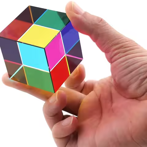 1pcs Science Magic Prism Cube 30 40 50 60 mm Hexahedral Crystal Magic Cmy Cube 3D Color Cube Prism F