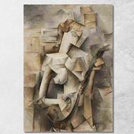 Art reproduction Girl with a Mandolin 1910 Picasso Pablo ppc9 รูปติดผนัง ภาพที่มีชื่อเสียง ภาพพิมพ์ร