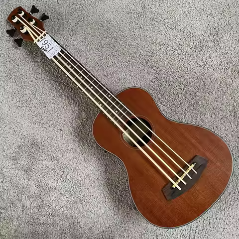 30 Inch 4 String U-Bass Electro-Acoustic Guitar, Mahogany Body Active Pickup Ukulele Bass Instrument