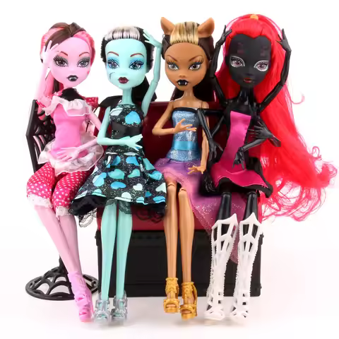 4pcs Dolls Monster Draculaura/Clawdeen Wolf/ Frankie Stein Moveable Joint Body High Quality Girls Pl