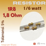 R Resistor 1R8 1.8R Ohm 1/6w 1.8 ohm 1r8ohm 1/6 watt 5%
