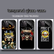 for iPhone 6 6S 7 8 Plus XR 11 Pro Max Tempered glass case K274 Guns n roses