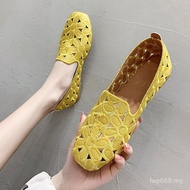 Popular 2025 Women's Square Toe Peep-Toe Shoes with Embroidery - Soft Sole Flat Shoe