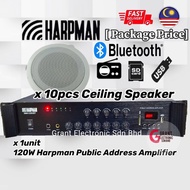 [1SET] Harpman 120W Bluetooth Power Amplifier + 10pcs 6" Woofer Ceiling Speaker suitable beauty cent