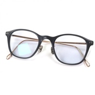 EYEVAN 7285 551 鈦金屬威靈頓太陽眼鏡，霧面黑色鏡框，粉金色鏡片，藍色鏡片，尺寸 47□22-145，狀況極佳，包含防塵袋和眼鏡盒，日本製造。