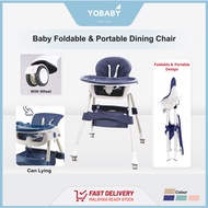 [Upgrade Version] FOLDABLE &amp; PORTABLE Lying With Wheel Baby Dining Chair High Chair Baby Chair Adjustable