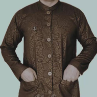 Baju Koko Jasko Ammu Bahan Embos Terbaru 2024 warna coklat motif etnic