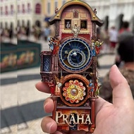 Prague Square Astronomical Clock Refrigerator Sticker with Gears Rotatable Creative Magnet Strong Su